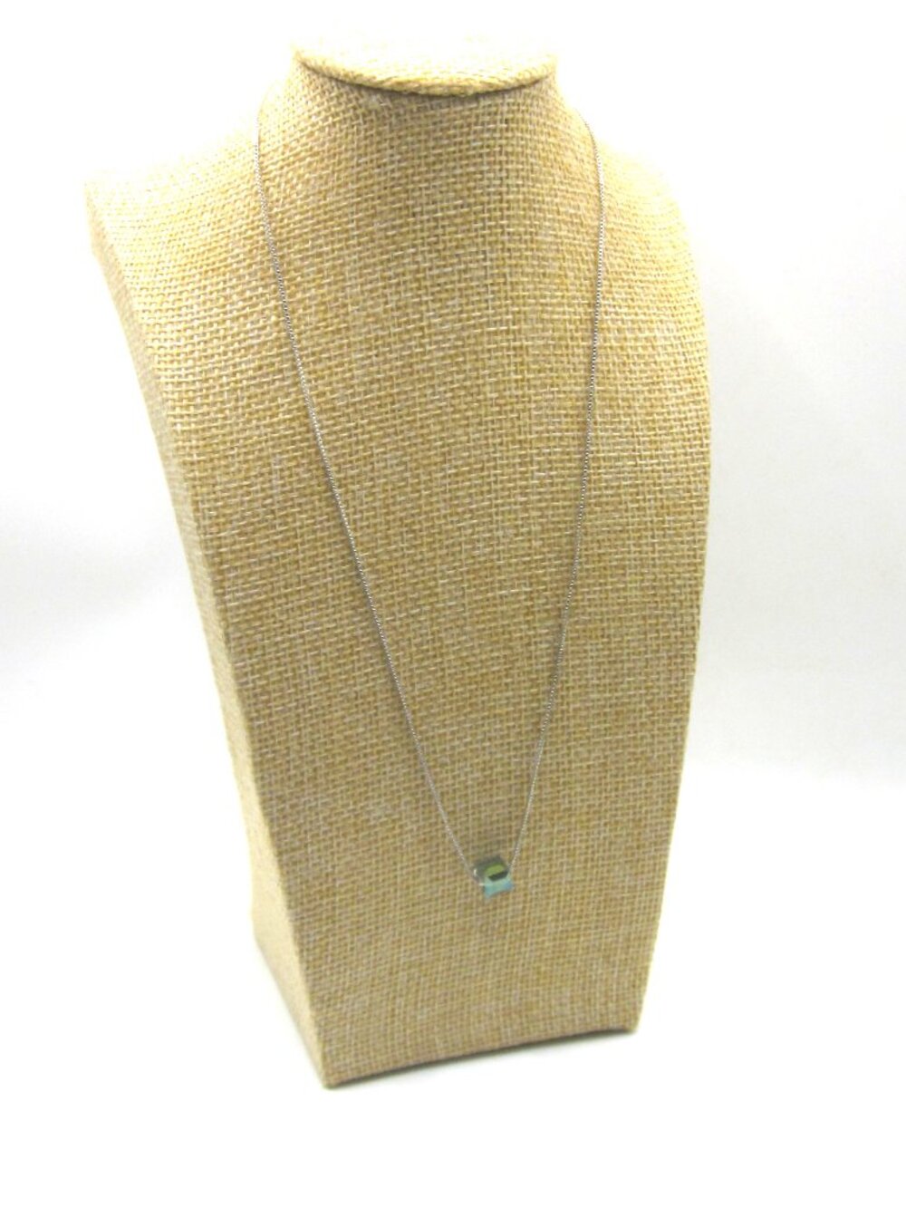Glass Cube Silver Tone Necklace